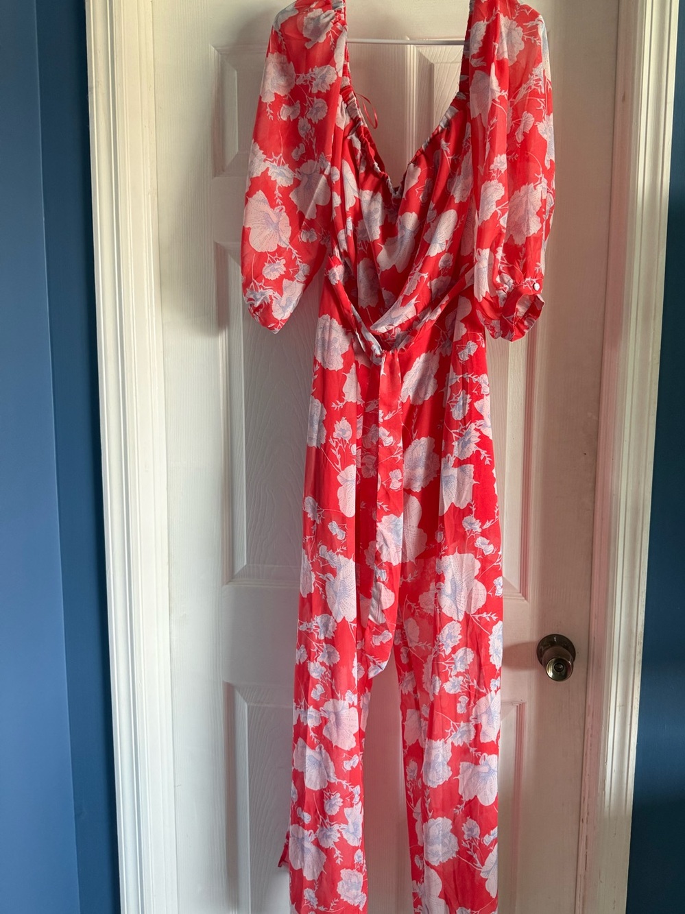Red Floral Wide-Leg Jumpsuit